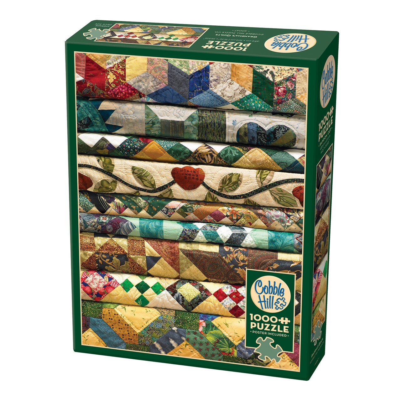 Cobble Hill 1000 Piece Puzzle: Grandma's Quilts - Reference Poster Included, High Quality Jigsaw, Earth Friendly